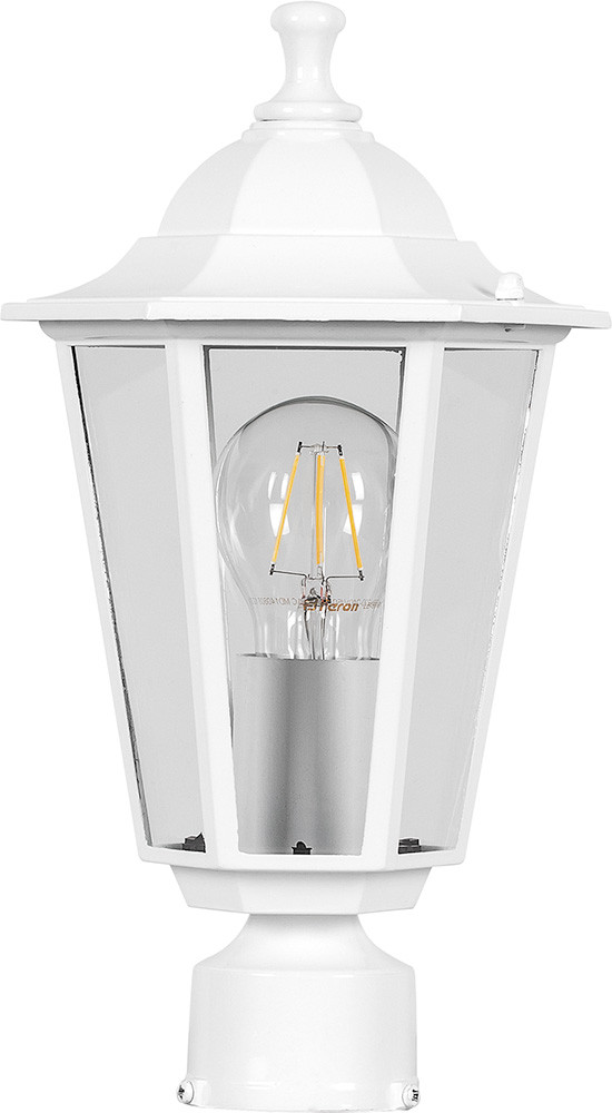 Светильник садово-парковый Feron 6103 шестигранный на столб 60W E27 230V, белый