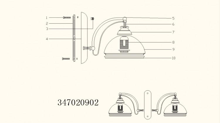 347020902 Фелиция золото 2*60W Е27 220 V бра