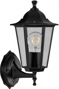 Светильник садово-парковый Feron 6201 шестигранный на стену вверх 100W E27 230V, черный