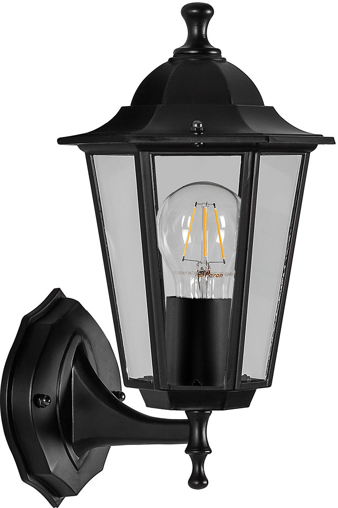 Светильник садово-парковый Feron 6201 шестигранный на стену вверх 100W E27 230V, черный
