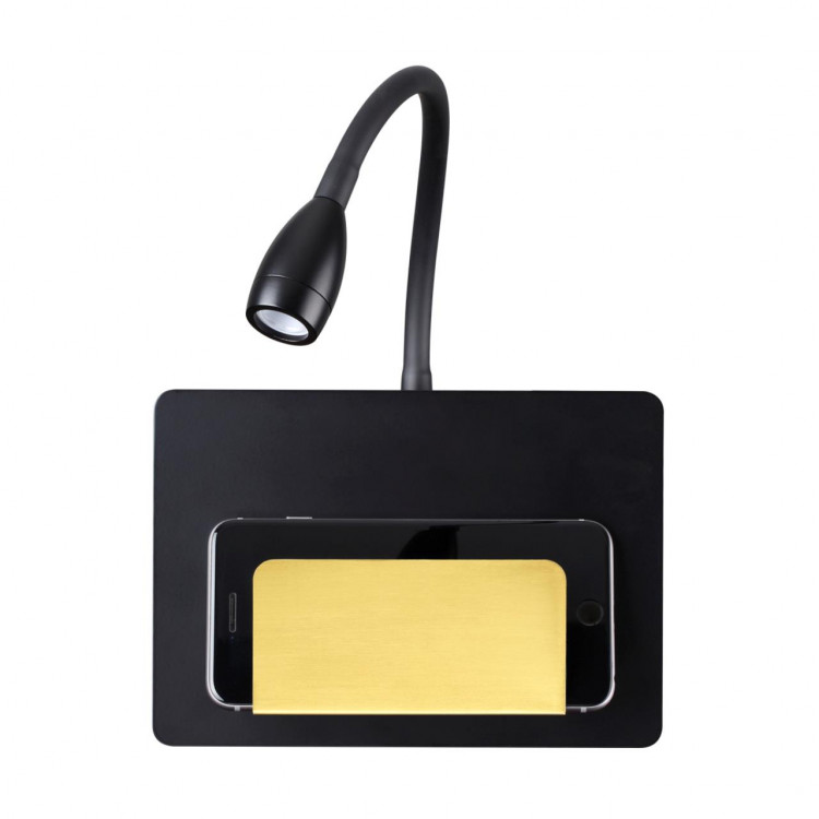 4242/3WL HIGHTECH ODL21 225 черн/золотистый Настенный светильник c USB IP20 LED 3W 240Лм 3000K SONIA