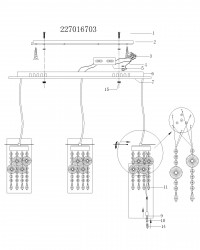 227016703 Граффити хром 9*20W G4 12 V люстра
