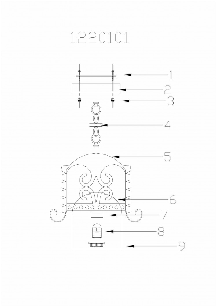 1220101 Самурай крашеный 1*60W Е27 220 V люстра