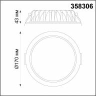358306 SPOT NT19 264 белый Встраиваемый св-к (драйвер в комплект не входит) IP44 LED 4000K 20W DRUM - 358306 SPOT NT19 264 белый Встраиваемый св-к (драйвер в комплект не входит) IP44 LED 4000K 20W DRUM