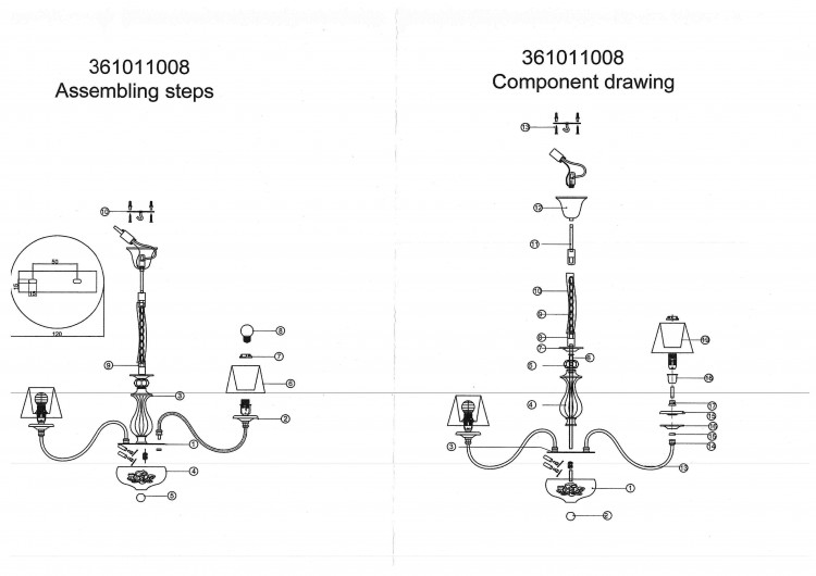 361011008 Каталина 8*40W E14 220V люстра