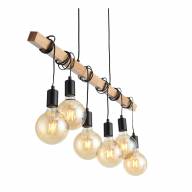 SL1142.403.06 Светильник подвесной Черный, Светлое дерево E27 6*60W - SL1142.403.06 Светильник подвесной Черный, Светлое дерево E27 6*60W