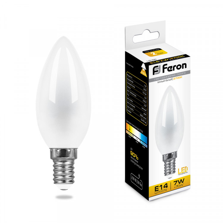 Лампа светодиодная Feron LB-66 Свеча E14 7W 2700K