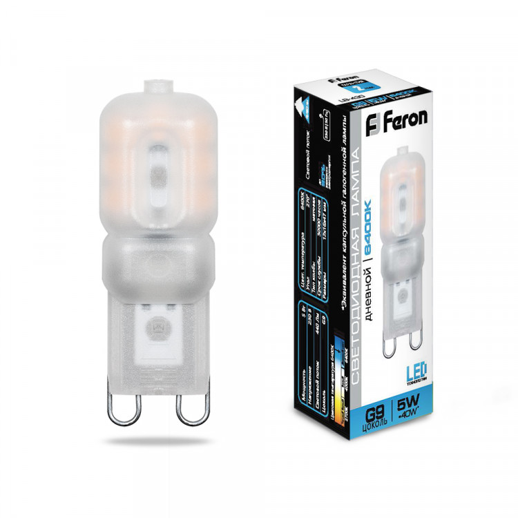 Лампа светодиодная Feron LB-430 G9 5W 6400K