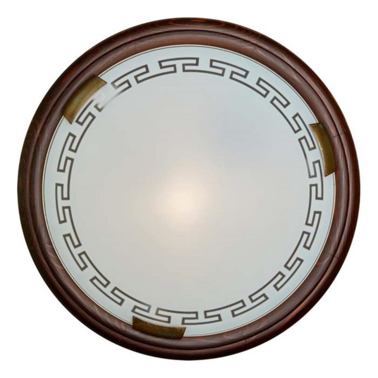 360 GL-WOOD SN 109 Светильник стекло/белое/темный орех E27 3*100Вт D560 GRECA WOOD
