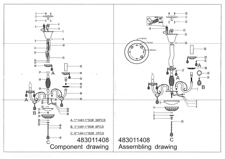 483011408 Элла 8*40W E14 220 V люстра