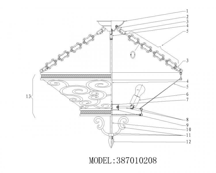 387010208 Флоранс 8*60W E27 220 V люстра